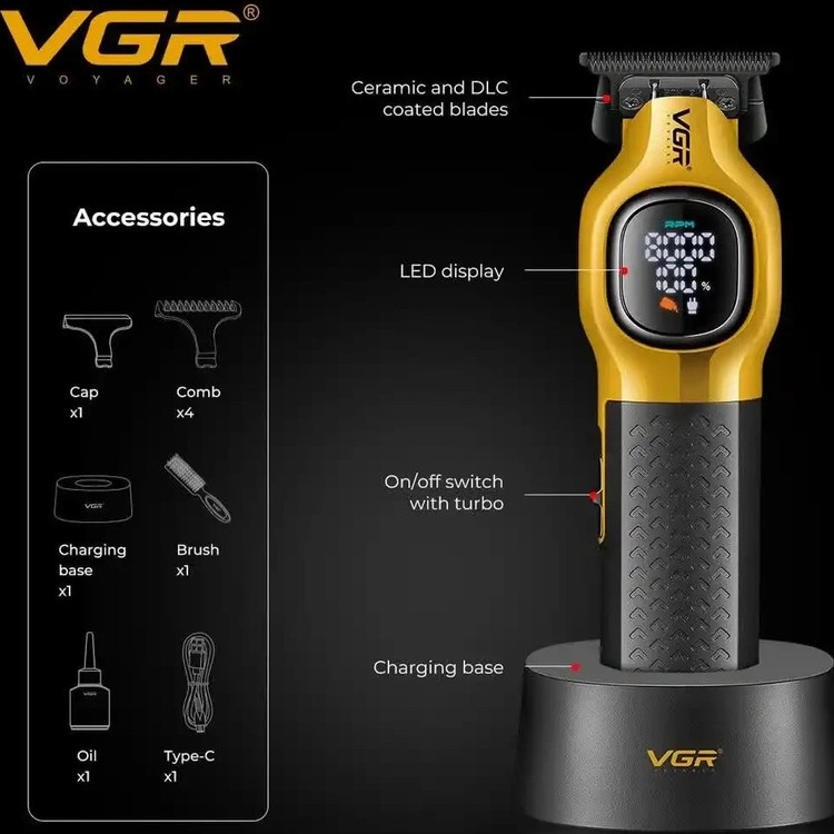 ماشین اصلاح وی جی آر مدل V-886T با برش مستقیم و تیغه سرامیک